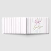 Roze Bow en Stripe Folie Doop gastenboek (Volledig)