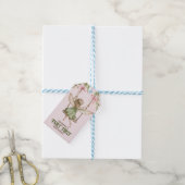 Roze Bow Fairy Eerste 1e verjaardag gepersonalisee Cadeaulabel (Met Touw)