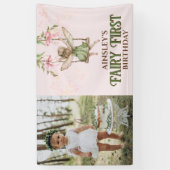 Roze Bow Fairy Eerste 1e Verjaardag Schattigee Fot Spandoek (Verticaal)