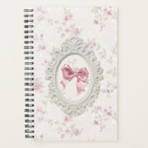 Roze Bow & Floral Lijst Notitieboek