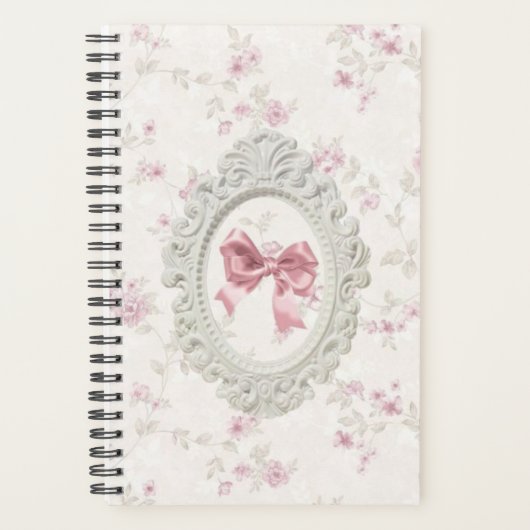  Roze Bow & Floral Lijst Notitieboek (Voorkant)