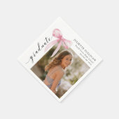 Roze Bow Foto Afstudeerfeest Servet (Hoek)