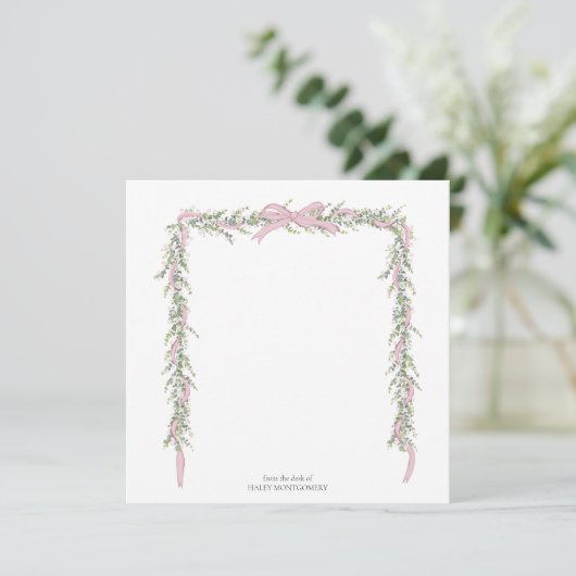 Roze Bow Garland Envelope Liner Bedankkaart (Staand voorkant)