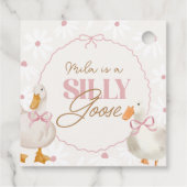 Roze Bow Gekke Goose Coquette Verjaardag Bedankjes Labels (Achterkant)