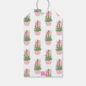 Roze Bow Ginger Jar Kerstboom Foto Cadeaulabel (Achterkant)