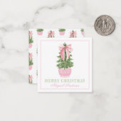 Roze Bow Ginger Jar Kerstboom Foto Notitiekaartje (Voorkant / Achterkant in situ)