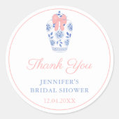 Roze Bow Ginger Jar Vrijgezellenfeest Hartelijk da Ronde Sticker (Voorkant)