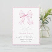 Roze Bow Girl Baby shower Kaart (Staand voorkant)