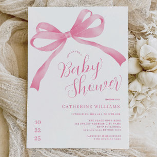 Roze Bow Girl Baby shower Kaart