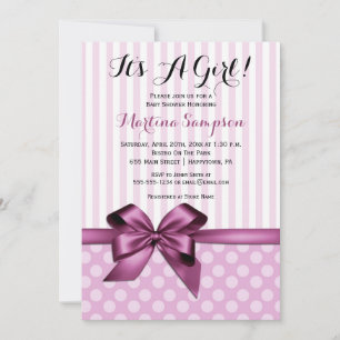 Roze Bow Girl Baby shower Kaart
