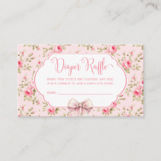Roze Bow Girl Baby shower Luier Raffle Enclosure Informatiekaartje