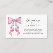 Roze Bow Glam Vrijgezellenfeest Display Douche Informatiekaartje (Voorkant)