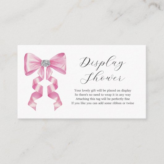 Roze Bow Glam Vrijgezellenfeest Display Douche Informatiekaartje (Voorkant)