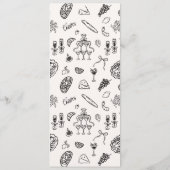 Roze Bow grillig, Hand getrokken bruiloft Flat Men Menu (Achterkant)