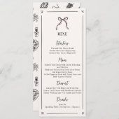 Roze Bow grillig, Hand getrokken bruiloft Flat Men Menu (Voorkant / Achterkant)