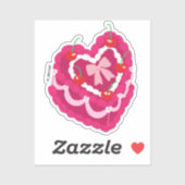 Roze Bow Hart Cake Sticker (Vel)