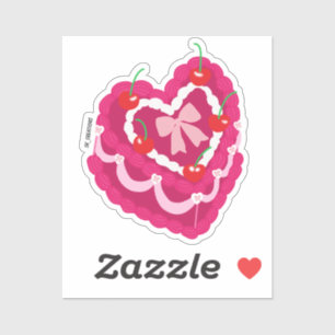 Roze Bow  Hart Cake Sticker