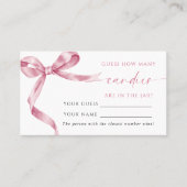 Roze Bow Hoeveel Snoepjes Douche Game Card Plaatskaartje (Voorkant)