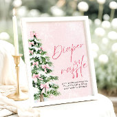 Roze Bow Kerstboom Baby shower Luier Raffle Poster