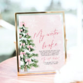Roze Bow Kerstboom Mijn Water brak Baby shower Poster