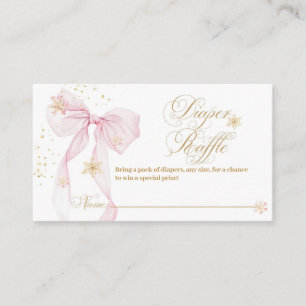 Roze Bow Koud Buiten Baby shower Luier Informatiekaartje