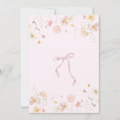 Roze Bow lint lijst Wildflower Baby Sprinkle Kaart (Achterkant)