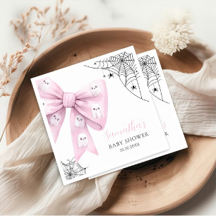 Roze Bow Little Boo Halloween Baby shower servet