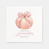 Roze Bow Little Pumpkin Baby shower servetten (Voorkant)