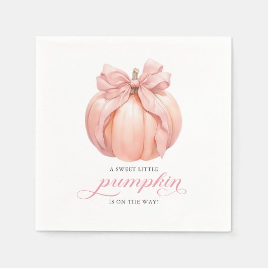 Roze Bow Little Pumpkin Baby shower servetten (Voorkant)