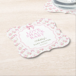 Roze Bow Love Shack Meisje Baby shower Kartonnen Onderzetters