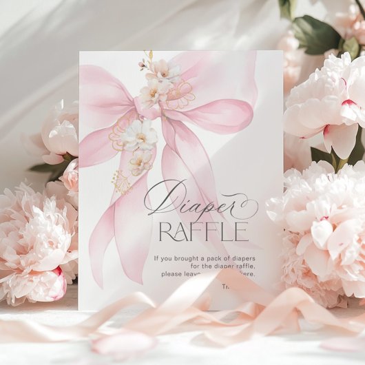 Roze Bow Luier Raffle Floral Baby shower Poster