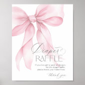 Roze Bow Luier Raffle minimalistisch Baby shower Poster (Voorkant)