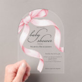 Roze Bow Meisje Baby shower Acryl Uitnodigingen (Insitu (Draagbaar))
