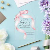 Roze Bow Meisje Baby shower Acryl Uitnodigingen (Insitu (Huwelijk))