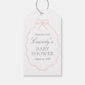  Roze Bow Meisje Baby shower Cadeaulabel (Voorkant)