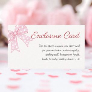 Roze Bow Meisje Baby shower Custom Informatiekaartje