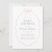  Roze Bow Meisje Baby shower Kaart (Voorkant)