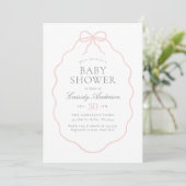  Roze Bow Meisje Baby shower Kaart (Staand voorkant)