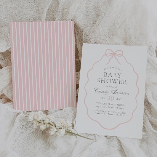  Roze Bow Meisje Baby shower Kaart