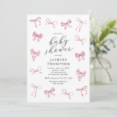 Roze Bow Meisje Baby shower Kaart (Staand voorkant)