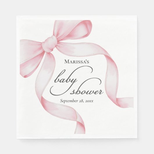 Roze Bow Meisje Baby shower Servet (Voorkant)