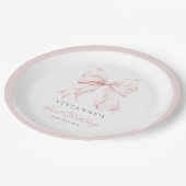 Roze Bow Meisje Eerste Verjaardag Papieren Bordje (Gekanteld)