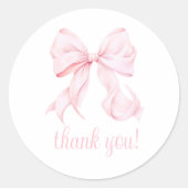 Roze Bow Meisje Eerste Verjaardag Ronde Sticker (Voorkant)