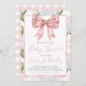 Roze Bow Meisje Preppy Southern Baby shower Kaart (Voorkant / Achterkant)