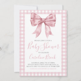 Roze Bow Meisje Preppy Southern Baby shower Kaart