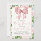 Roze Bow Meisje Preppy Southern Baby shower Kaart (Voorkant)