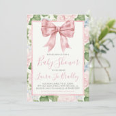 Roze Bow Meisje Preppy Southern Baby shower Kaart (Staand voorkant)