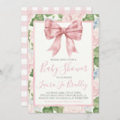 Roze Bow Meisje Preppy Southern Baby shower Kaart (Voorkant / Achterkant)