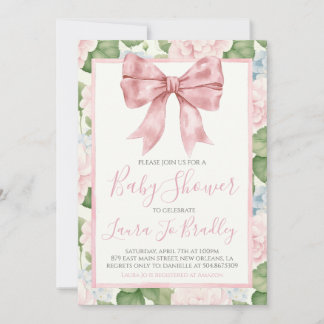 Roze Bow Meisje Preppy Southern Baby shower Kaart