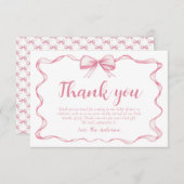 Roze Bow Meisje Ribbon Baby shower Dank u Kaart (Voorkant / Achterkant)